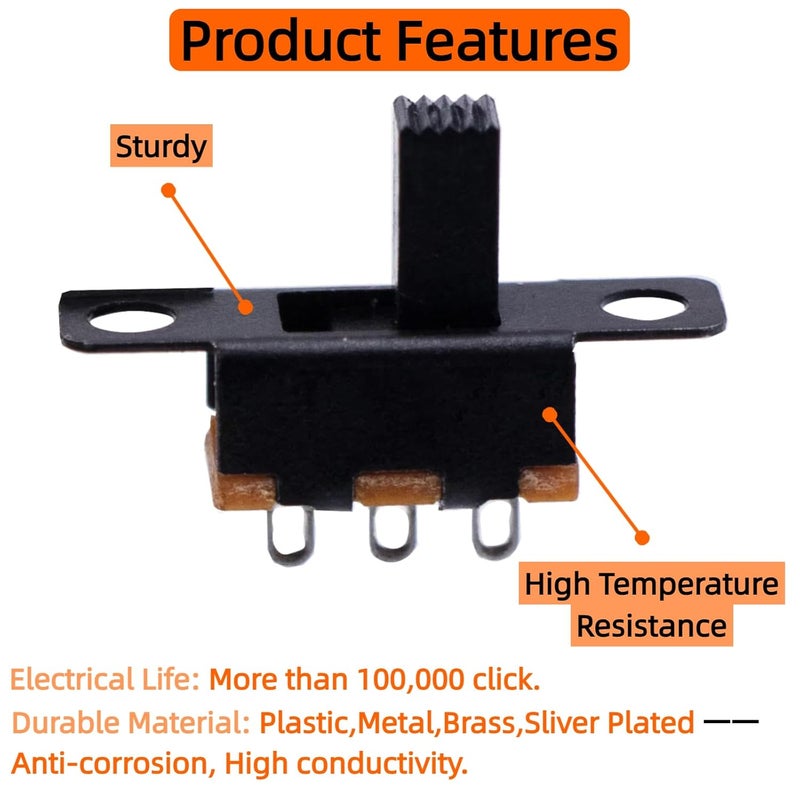 EGSCST 150PCS Micro Mini Slide Switch SPDT 1p2t Toggle Switches 2 Position 3 Pin On-Off Dip Vertical Panel Mount High Knob for Arduino PCB Breadboard and Electronic Project - SS12F15 5mm DC 50V 0.5A - Image 3